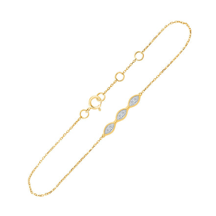 Bracelet 9 Diamants 0,10ct Or Jaune Rhodié