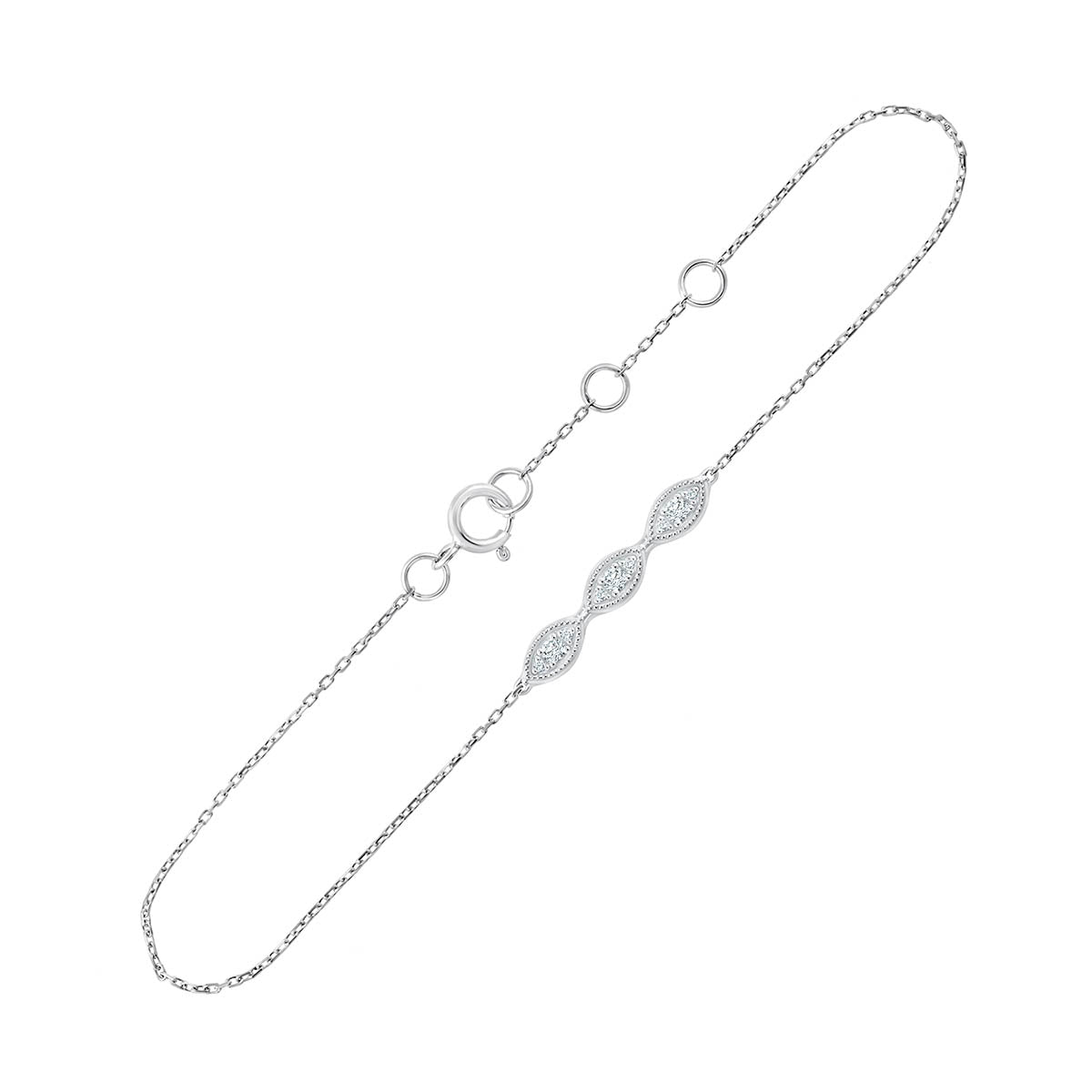 Bracelet 9 Diamants 0,10ct Or Blanc