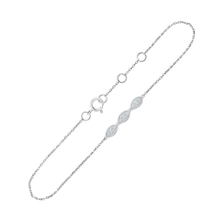 Bracelet 9 Diamants 0,10ct Or Blanc