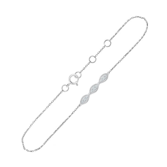 Bracelet 9 Diamants 0,10ct Or Blanc