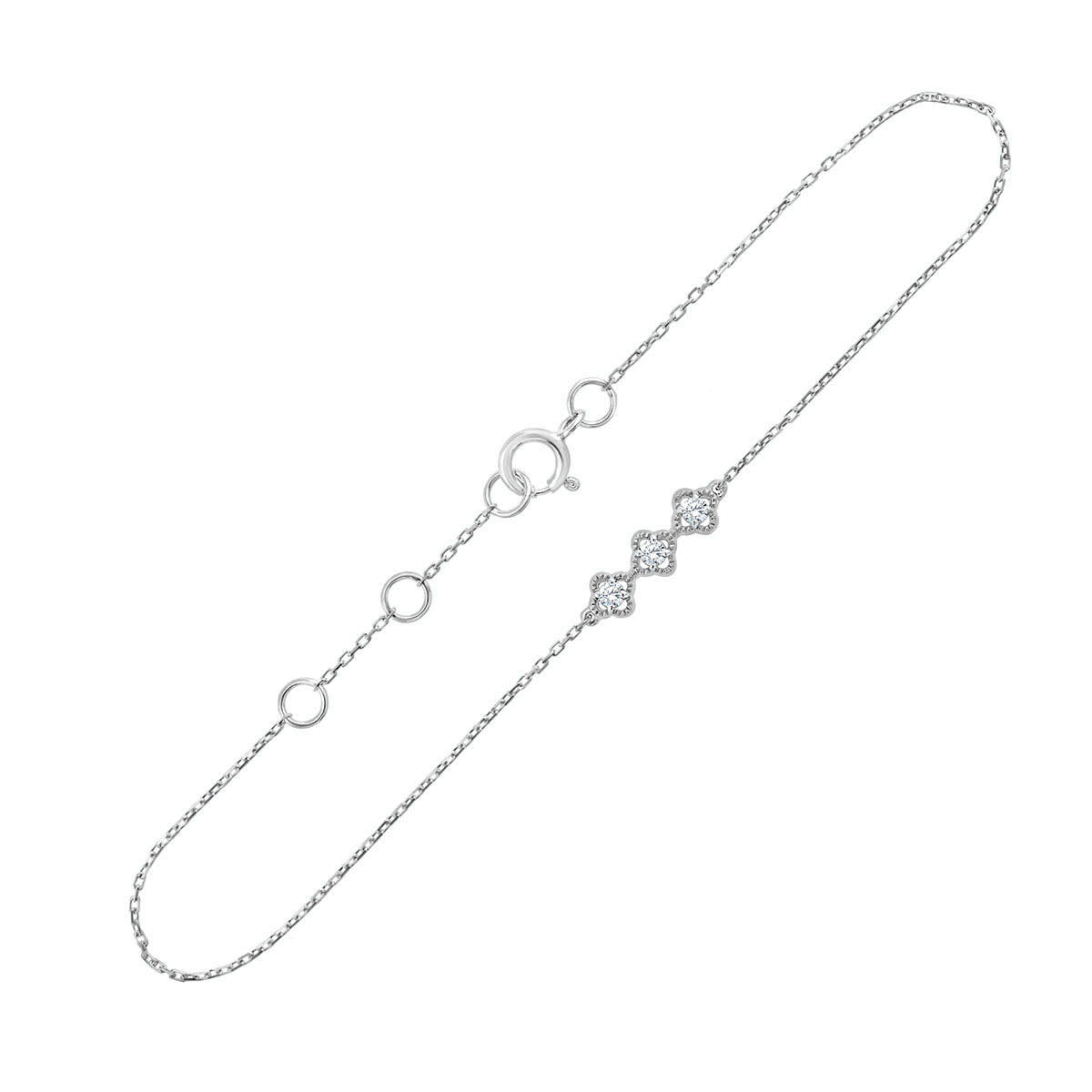 Bracelet 3 Diamants 0,06ct — Modèle A Or Blanc