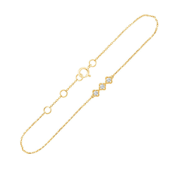 Bracelet 3 Diamants 0,06ct — Modèle A Or Jaune