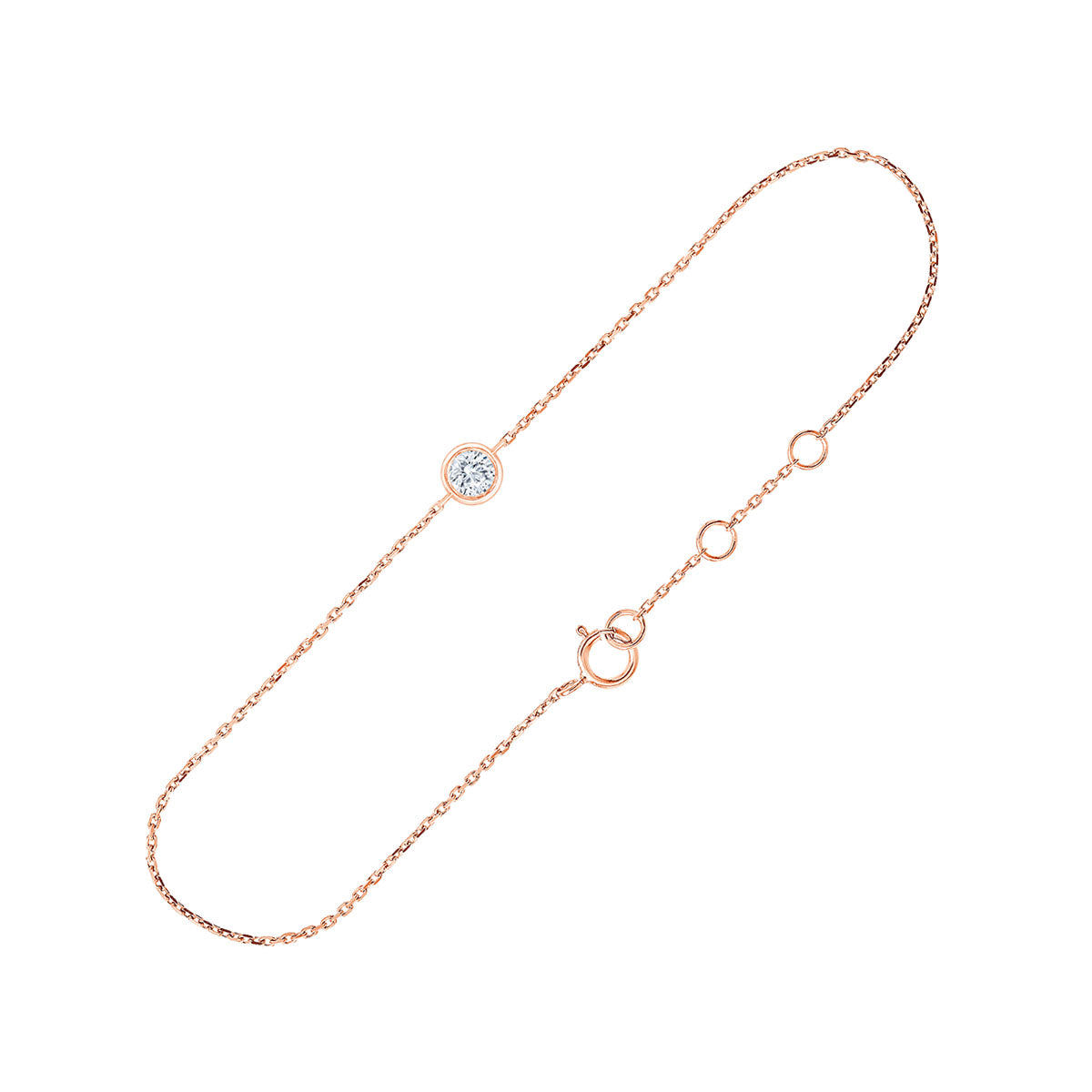Bracelet 1 Diamant 0,10ct Or Rose