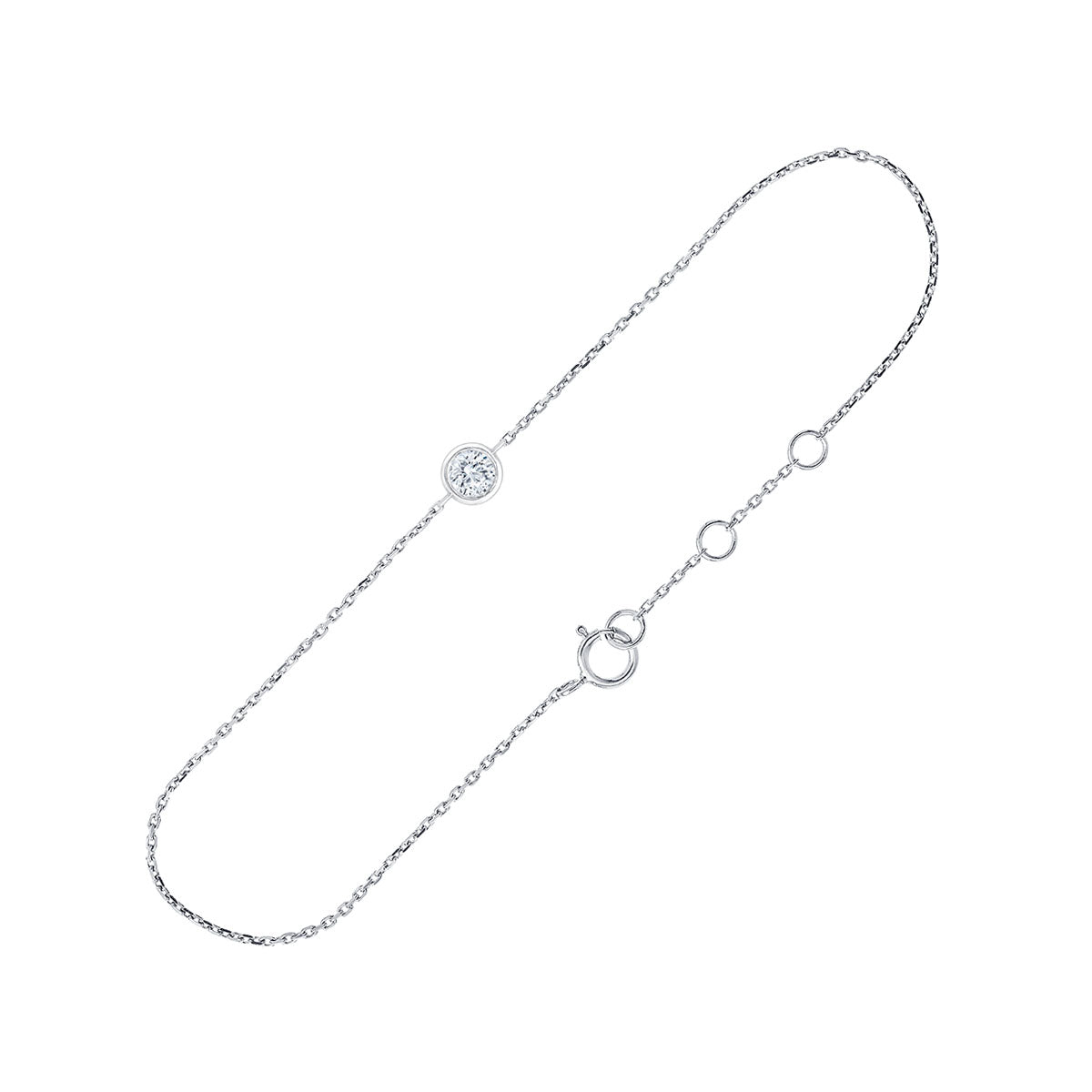 Bracelet 1 Diamant 0,10ct Or Blanc