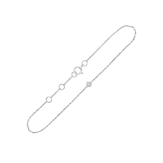 Bracelet 1 Diamant 0,02ct Or Blanc