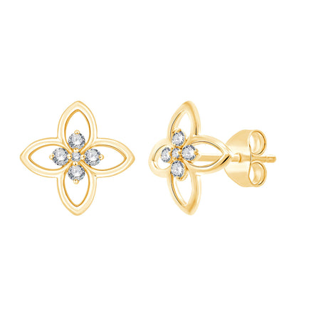 Boucles d'Oreilles Puces 5 Diamants 0,08ct Or Jaune