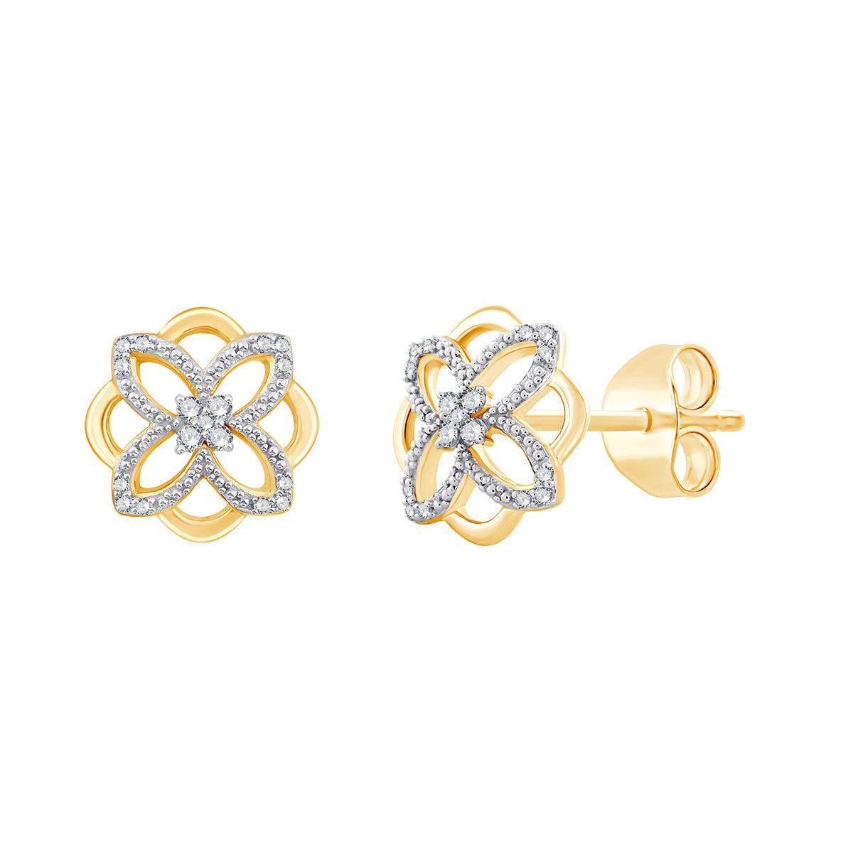 Boucles d'Oreilles 17 Diamants 0,055ct Or Jaune Rhodié