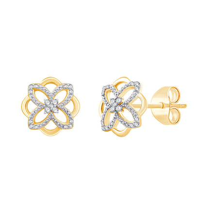 Boucles d'Oreilles 17 Diamants 0,055ct Or Jaune Rhodié