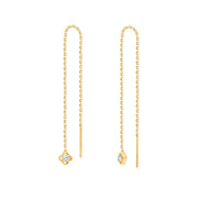 Boucles d'Oreilles Lily Rose Pendantes 1 Diamant 0,02ct Or Jaune