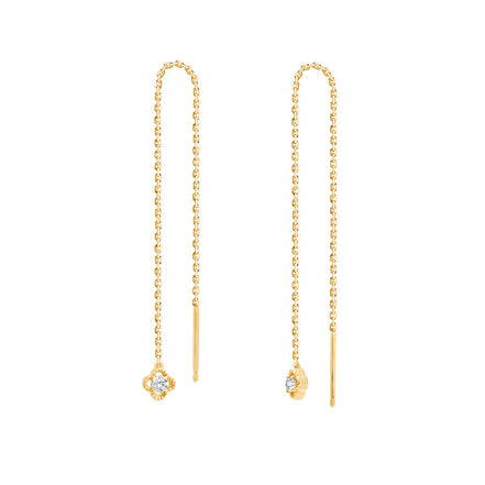 Boucles d'Oreilles Lily Rose Pendantes 1 Diamant 0,02ct Or Jaune