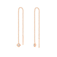 Boucles d'Oreilles Lily Rose Pendantes 1 Diamant 0,02ct Or Rose