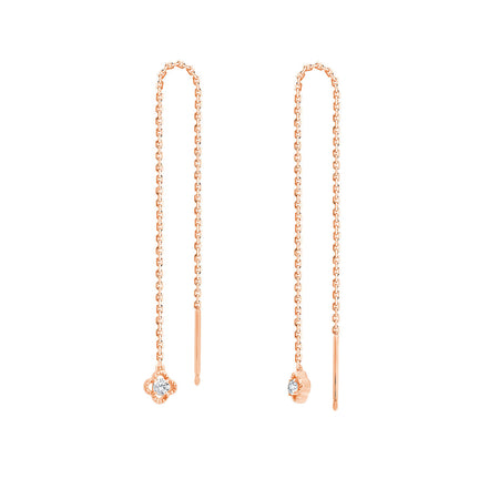 Boucles d'Oreilles Lily Rose Pendantes 1 Diamant 0,02ct Or Rose