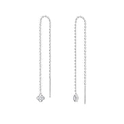 Boucles d'Oreilles Lily Rose Pendantes 1 Diamant 0,02ct Or Blanc