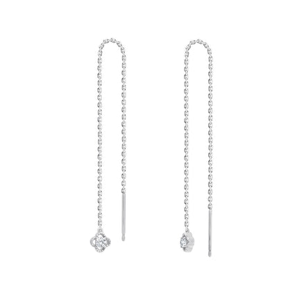 Boucles d'Oreilles Lily Rose Pendantes 1 Diamant 0,02ct Or Blanc
