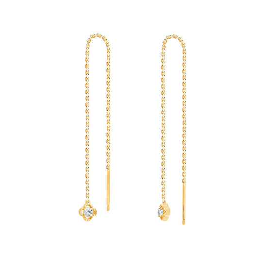 Boucles d'Oreilles Lily Rose Pendantes 1 Diamant 0,02ct Or Jaune