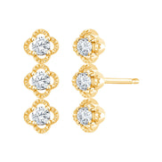 Boucles d'Oreilles Lily Rose Trio 3 Diamants 0,06ct Or Jaune