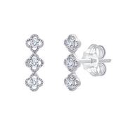 Boucles d'Oreilles Lily Rose Trio 3 Diamants 0,06ct Or Blanc