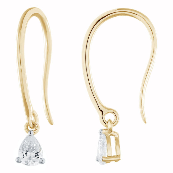 Dormeuses Poire Serti Griffe Diamant 0,20ct