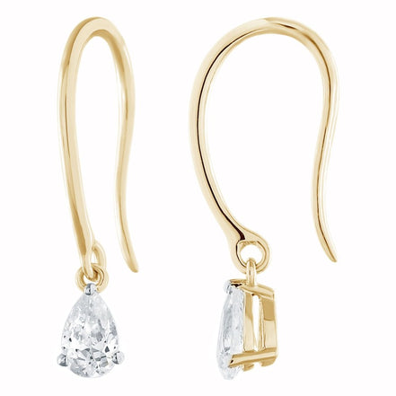 Dormeuses Poire Serti Griffe Diamant 0,40ct