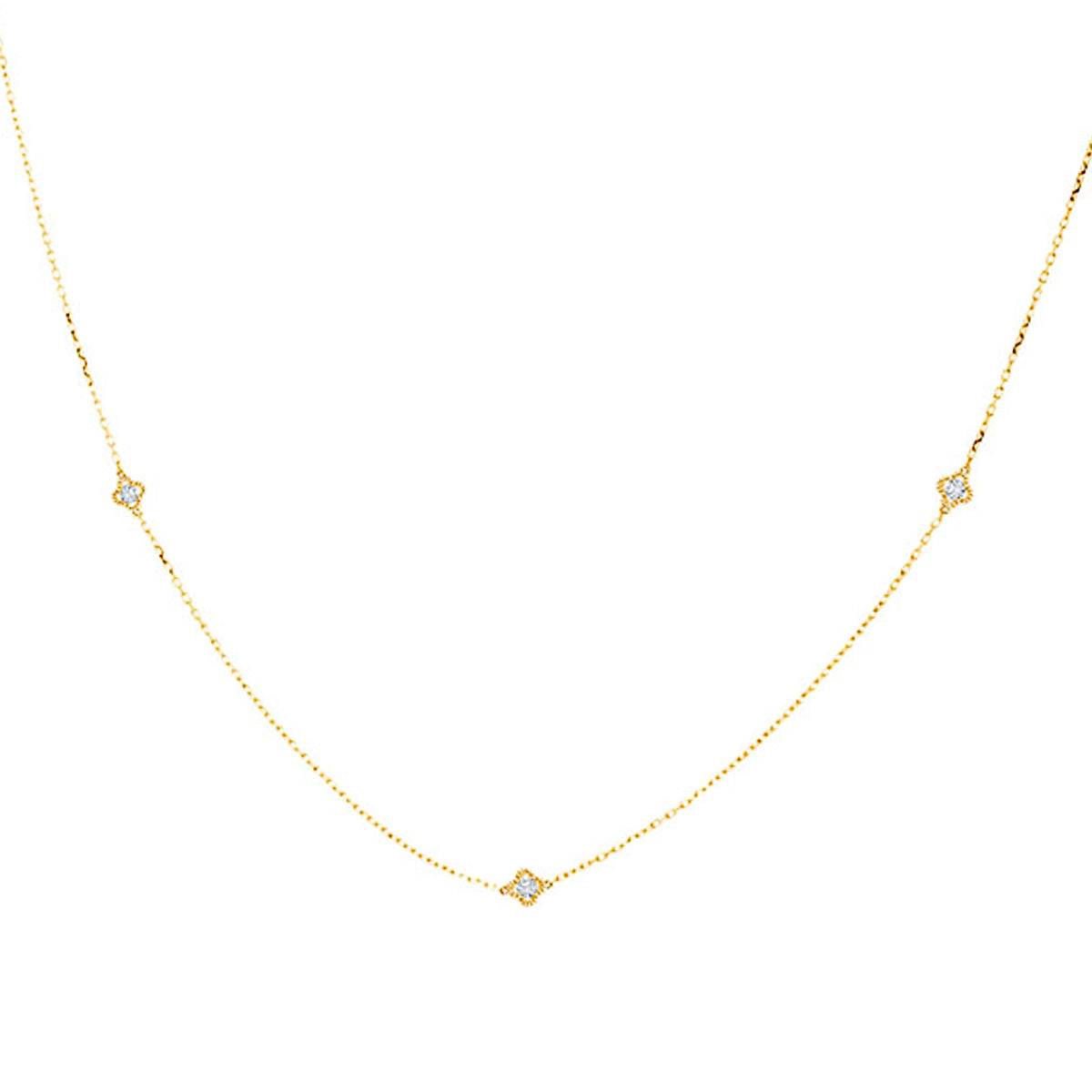 Collier 3 Diamants Espacés 0,50ct Or Jaune