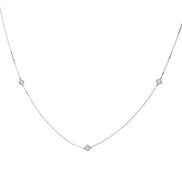 Collier 3 Diamants Espacés 0,50ct Or Blanc