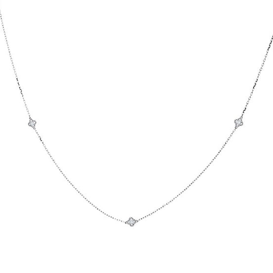 Collier 3 Diamants Espacés 0,50ct Or Blanc