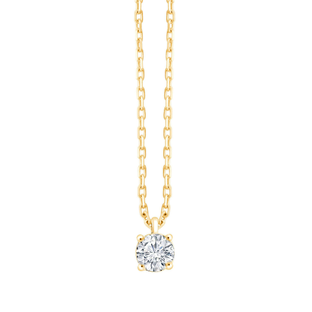 Collier 4 Griffes 1 Diamant 0,25ct Or Jaune