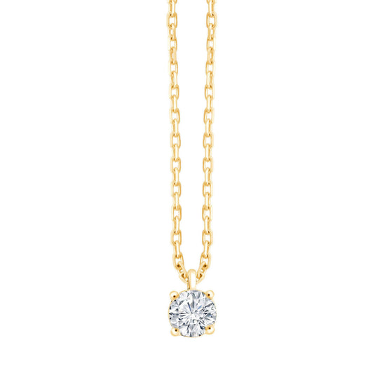 Collier 4 Griffes 1 Diamant 0,25ct Or Jaune