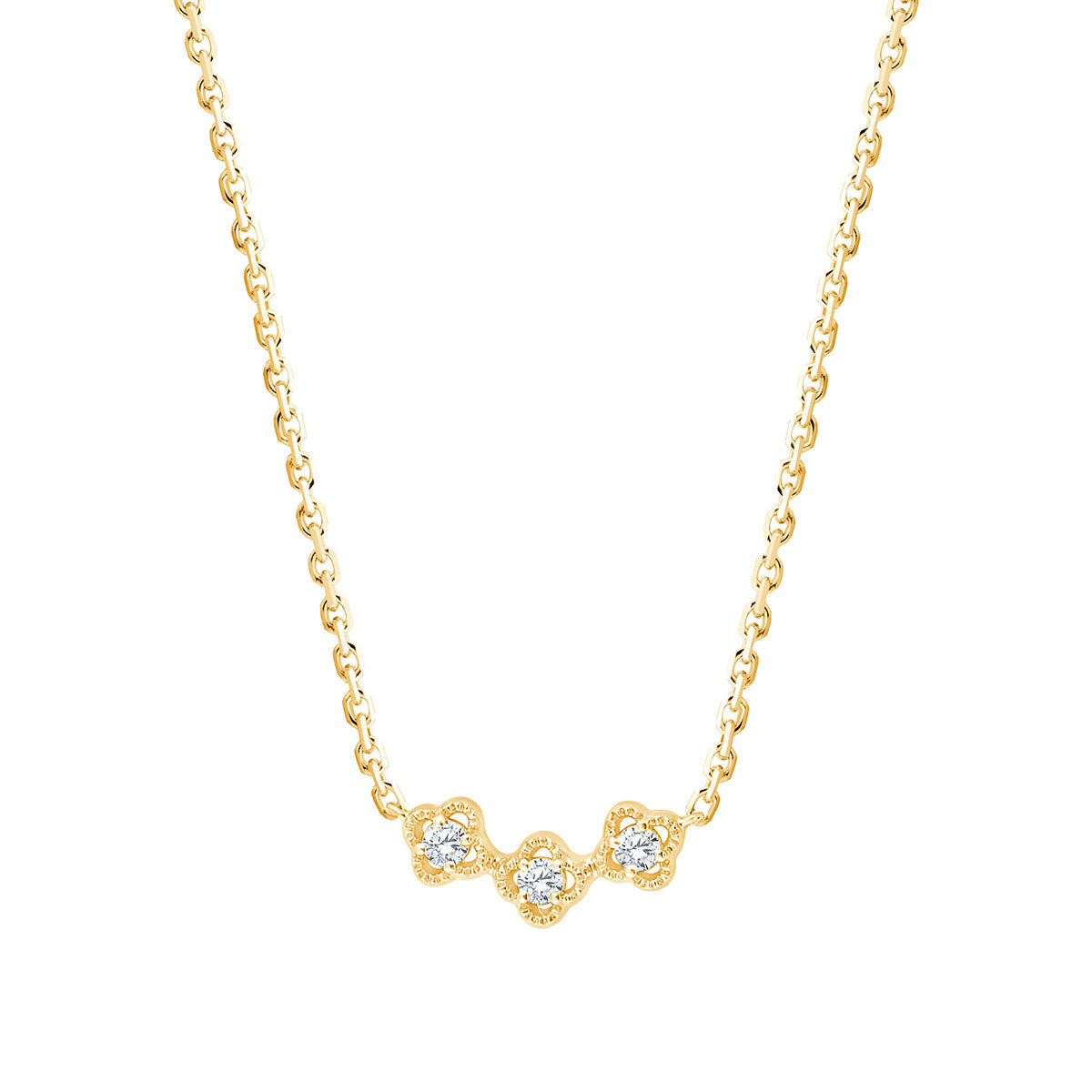 Collier Lily Rose Trio 3 Diamants 0,06ct Or Jaune