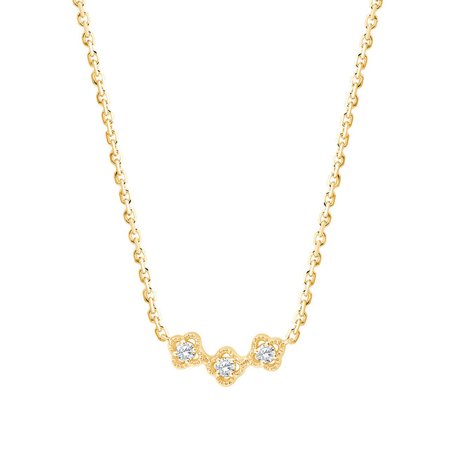 Collier Lily Rose Trio 3 Diamants 0,06ct Or Jaune
