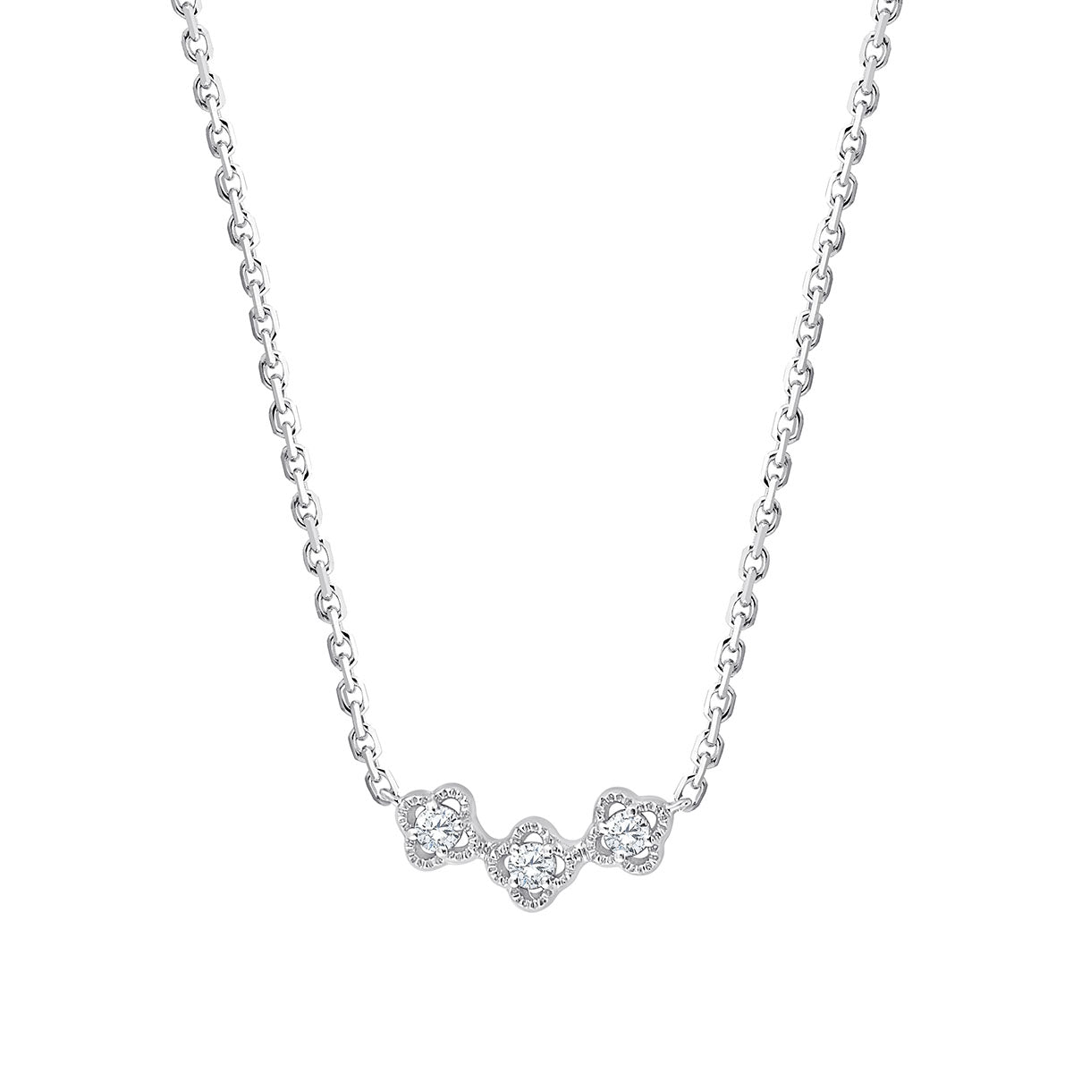 Collier Lily Rose Trio 3 Diamants 0,06ct Or Blanc