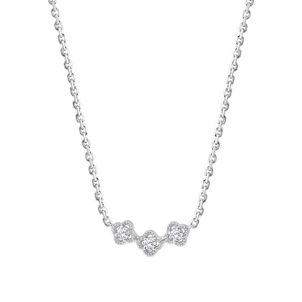 Collier Lily Rose Trio 3 Diamants 0,06ct Or Blanc
