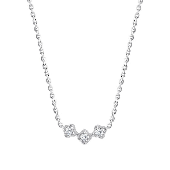 Collier Lily Rose Trio 3 Diamants 0,06ct Or Blanc