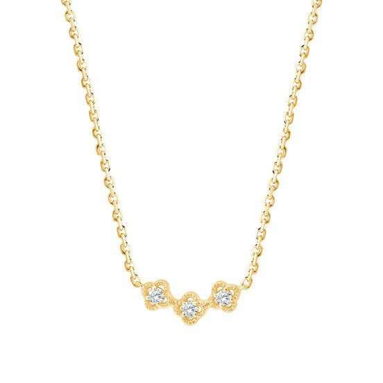 Collier Lily Rose Trio 3 Diamants 0,06ct Or Jaune