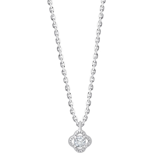 Collier Lily Rose 1 Diamant 0,02ct Or Blanc