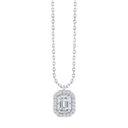 Caprice Entouré Taille Émeraude Serti Griffe Diamant 0,18ct II