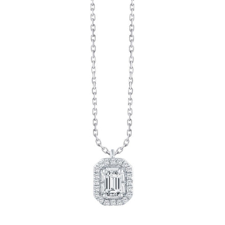 Caprice Entouré Taille Émeraude Serti Griffe Diamant 0,18ct II