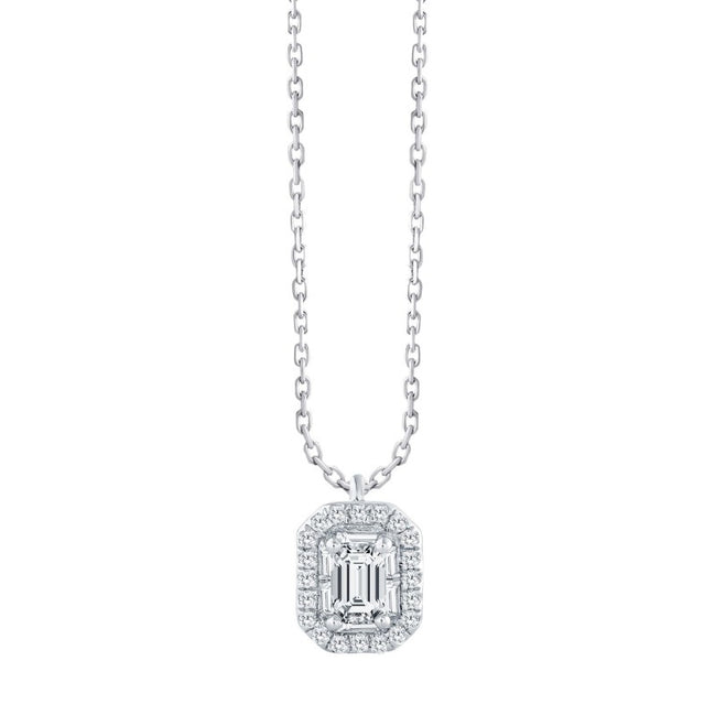 Caprice Entouré Taille Émeraude Serti Griffe Diamant 0,18ct II