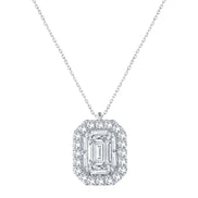 Caprice Entouré Taille Émeraude Serti Griffe Diamant 0,18ct II