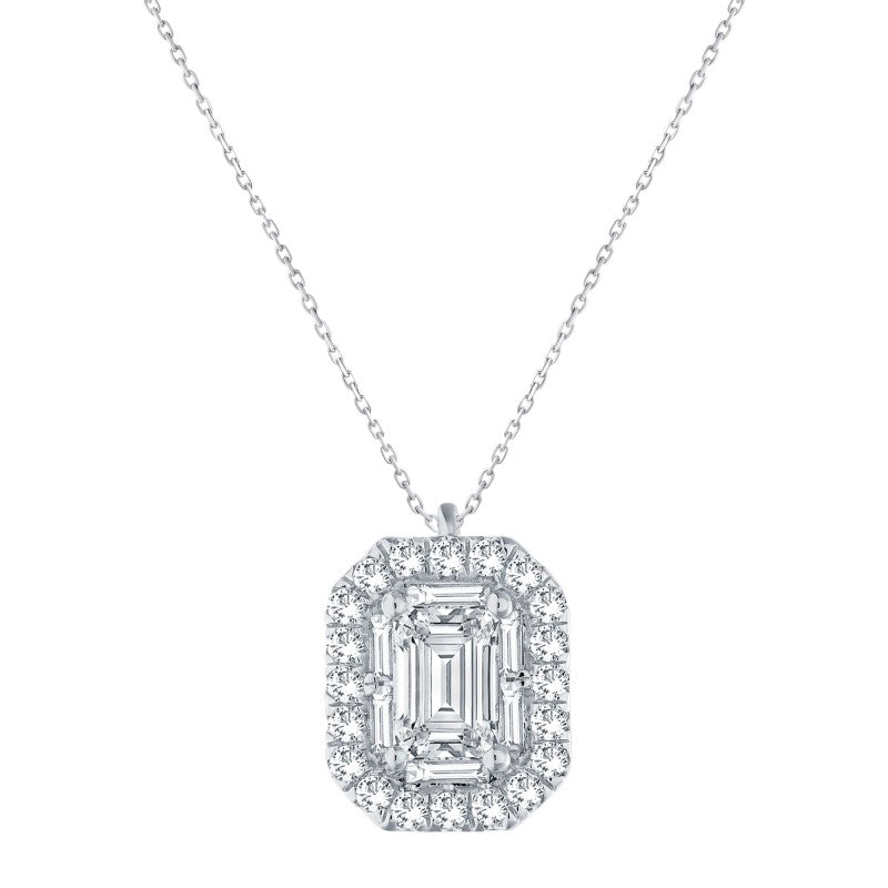 Caprice Entouré Taille Émeraude Serti Griffe Diamant 0,18ct II