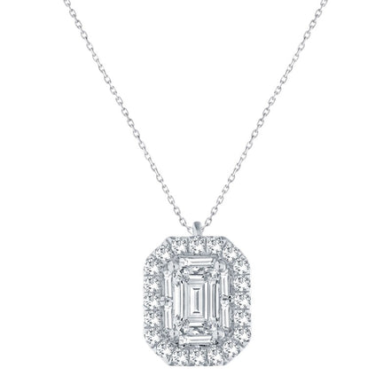 Caprice Entouré Taille Émeraude Serti Griffe Diamant 0,18ct II