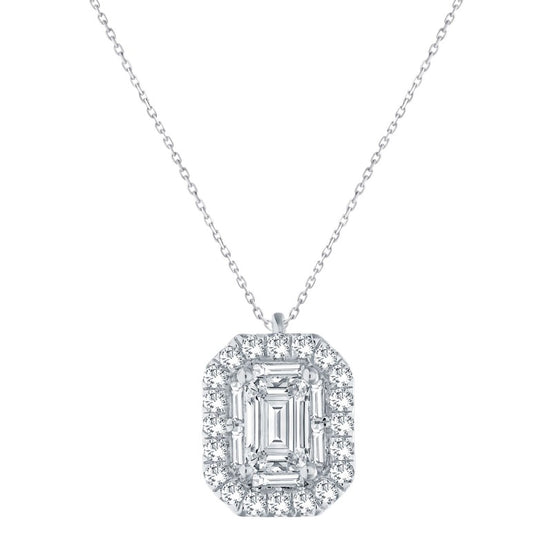 Caprice Entouré Taille Émeraude Serti Griffe Diamant 0,18ct II