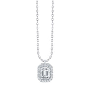 Caprice Entouré Taille Émeraude Serti Griffe Diamant 0,18ct II