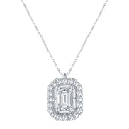 Caprice Entouré Taille Émeraude Serti Griffe Diamant 0,18ct II