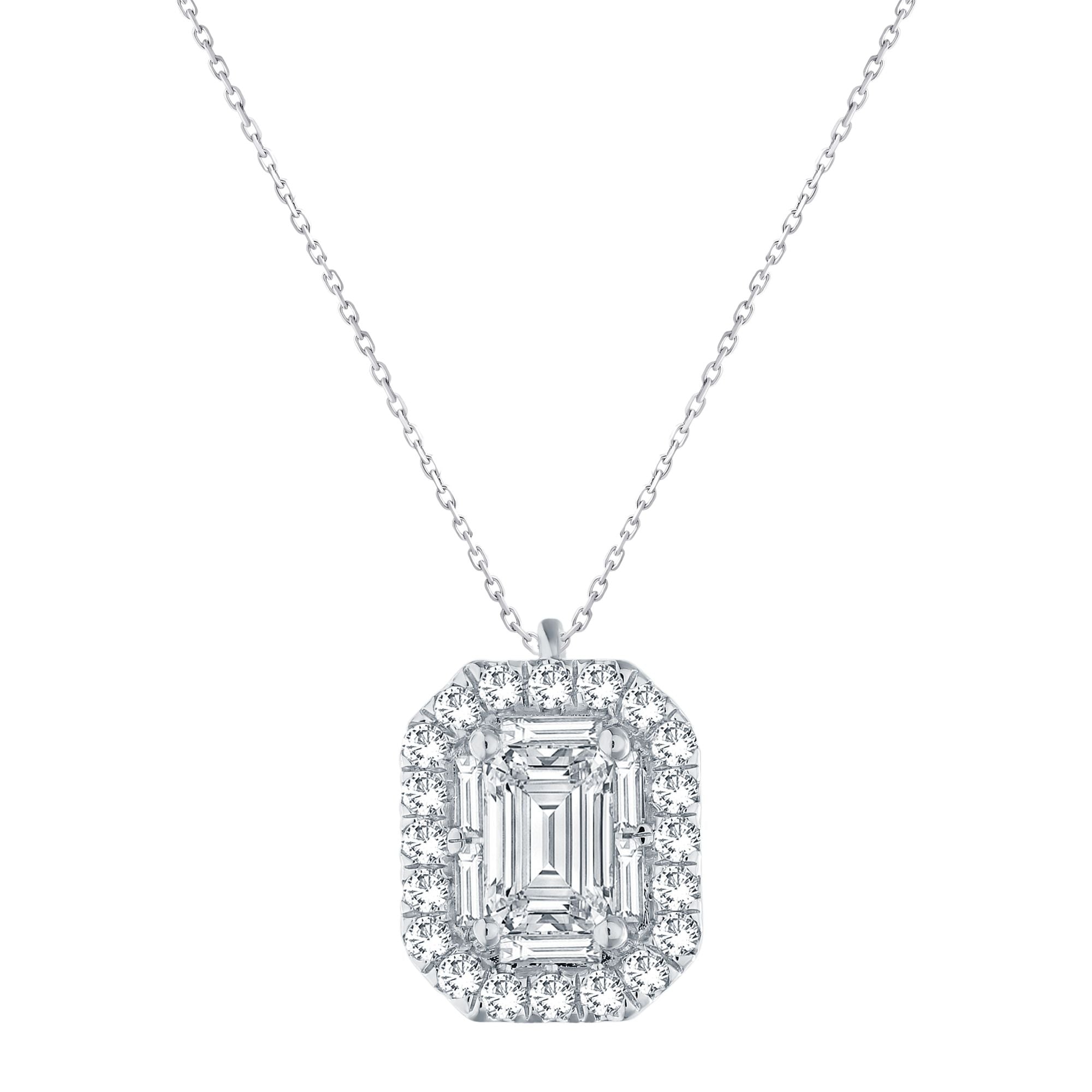 Caprice Entouré Taille Émeraude Serti Griffe Diamant 0,18ct II