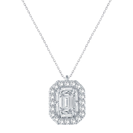 Caprice Entouré Taille Émeraude Serti Griffe Diamant 0,18ct II