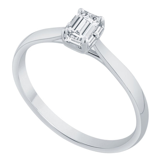 Caprice Solitaire Entouré Serti Clos Diamant 0,358ct