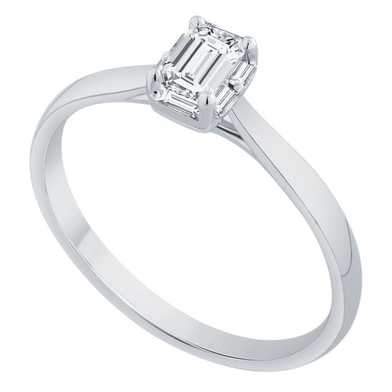 Caprice Solitaire Entouré Serti Clos Baguette Diamant 0,55ct