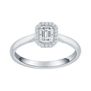Caprice Solitaire Entouré Serti Clos Baguette Diamant 0,306ct