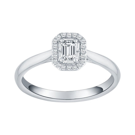 Caprice Solitaire Entouré Serti Clos Baguette Diamant 0,306ct